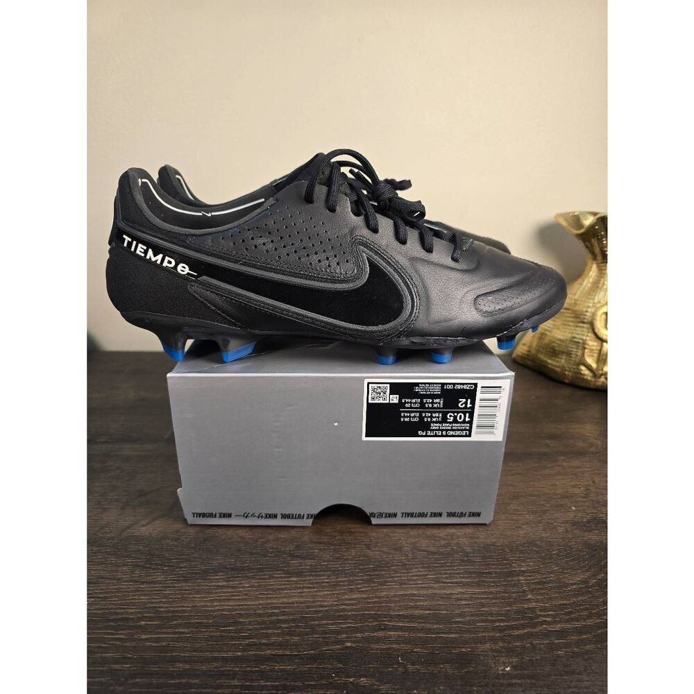 Nike Tiempo Legend 9 Elite FG Black/Blue Soccer Cleats Men's Size 9